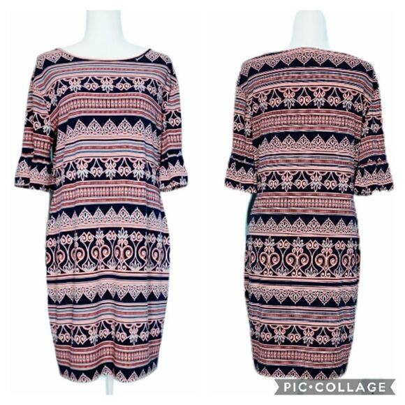 New York & Company Boho Tunic Ruffle Sleeve Dress - Picture 1 of 11